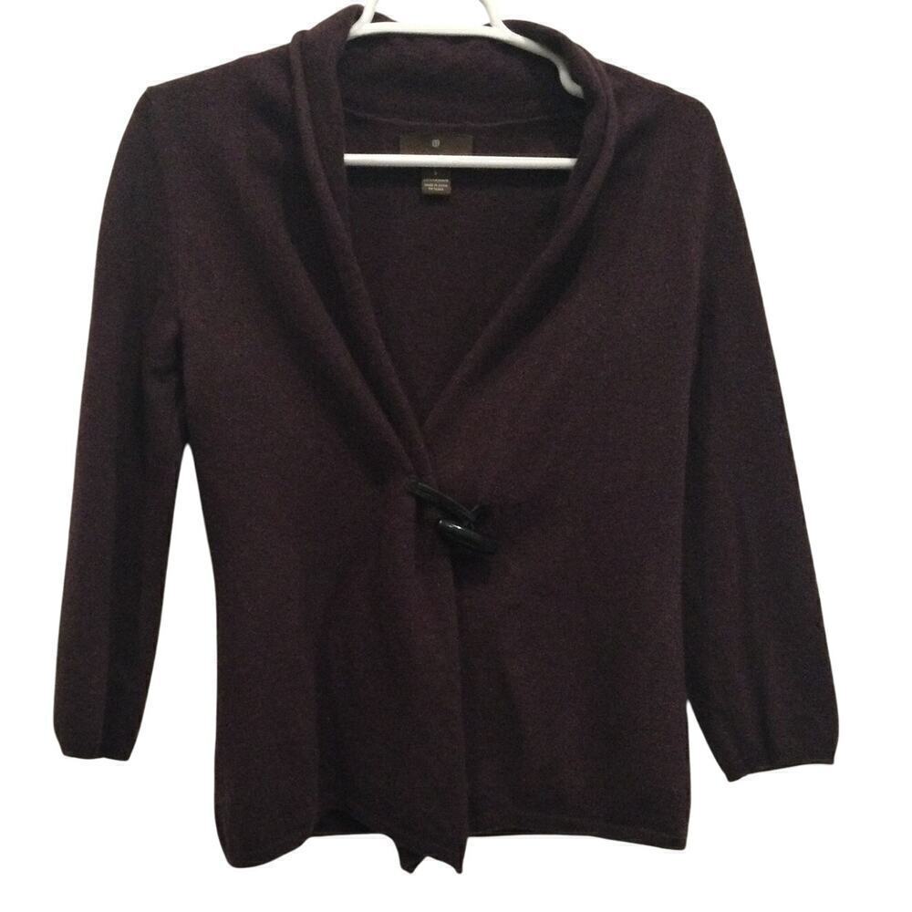 Fenn Wright Manson 2-ply Cashmere‎ Sweater Cardigan Size Small Deep Purple Artsy